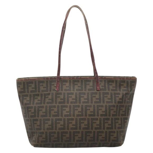 FENDI Zucca Canvas Tote Bag Brown Black gold - Picture 3 of 15